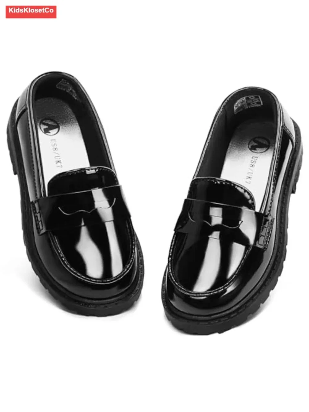 Girls Chunky Platform Penny Loafers Slip On School Uniform Shoes